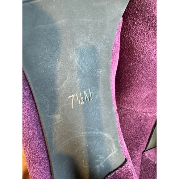 Y2K/2010s Bebe Purple Leather Suede Tasseled Stiletto Heels Women’s Size 7.5 - Picture 7 of 8